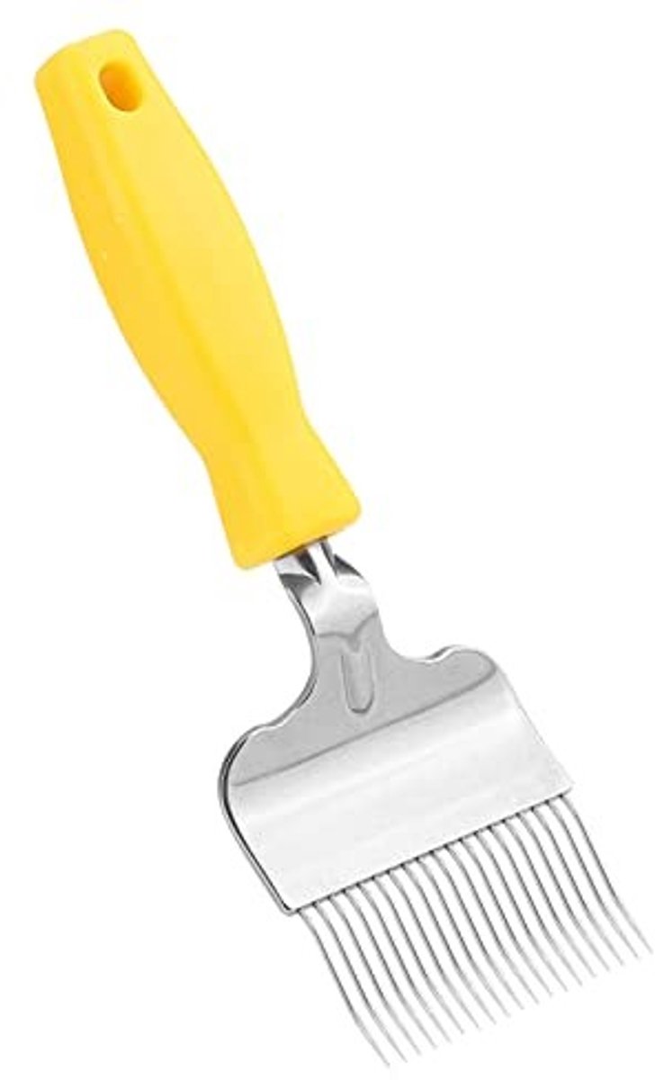 Dailygoods- Bijenteelt Vork Roestvrij Staal - Ontdekkingsvork - Honing Kam - Heavy Duty - Kunststof Handvat - Scherpe Tanden - Imkergereedschap