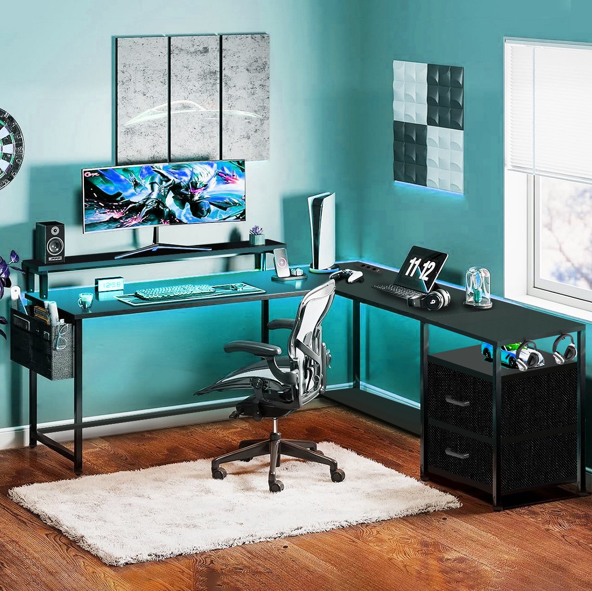 Mihtrov Mihtrov L-Vormig Gaming Bureau - afbeelding 3