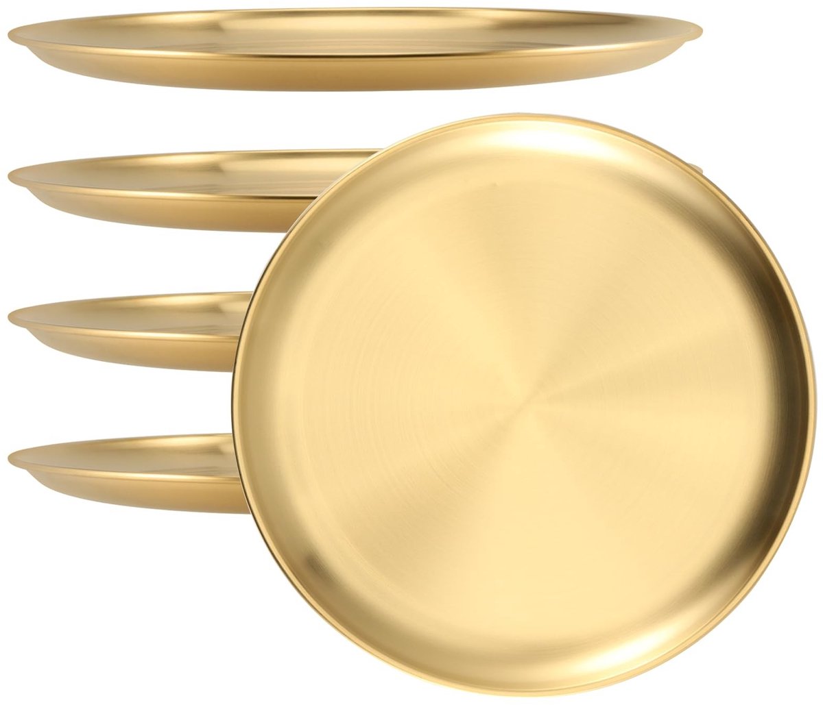 Dailygoods- Dinerborden set van 5 - Roestvrij staal - 26 cm - Duurzaam - Roestbestendig - Vaatwasmachinebestendig - Perfect voor buitengebruik - Serveerborden