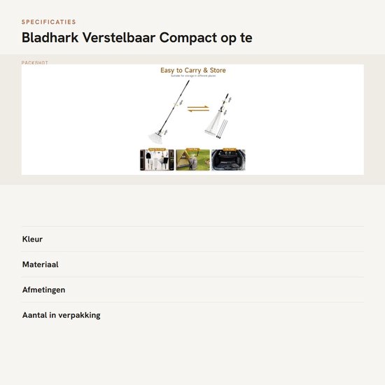 Dailygoody - Bladhark - Verstelbaar - Compact op te bergen - Metalen tuinhark - Geschikt voor gazon en erf - Inclusief handschoenen van Merkloos	 — afbeelding 3