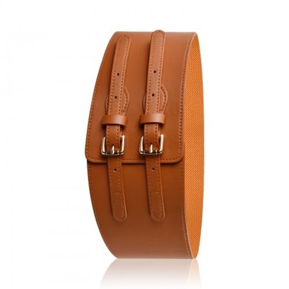 Dailygoods- Damesriem Verstelbaar - Brede Tailleband - Elastische Riem - PU-leer - Kameel - 80 x 7,5-10 cm - Tailleriem