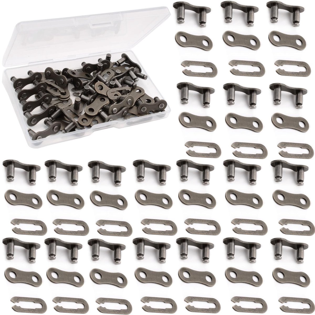 Dailygoods- Kettinglinks 20 Stuks - Enkelvoudige Snelheid - Herbruikbare Stalen Verbinding - Fiets Ketting Onderdeel - Hoogwaardige Kwaliteit - Totale Afmeting 21 x 8.3 x 11 mm