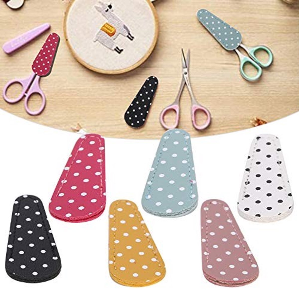 Dailygoods- Schaarbeschermer 6-delige Set - Lederen Bescherming - Draagbaar Ontwerp - Lichtgewicht - Duurzaam Materiaal - Geschikt voor Borduurscharen - Schaarhoes