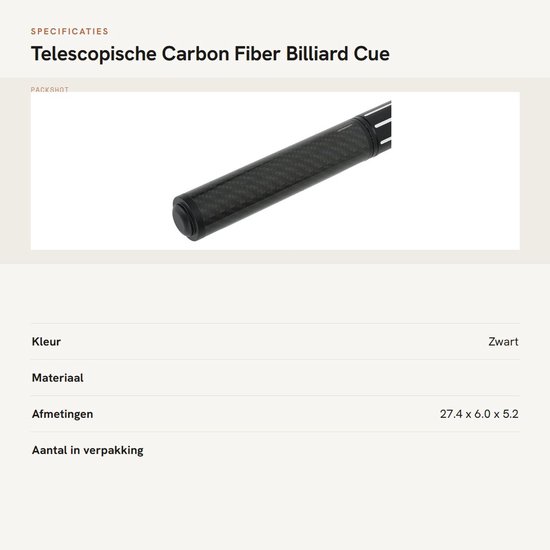 Dailygoods- Biljartstok Verlenger 23.5/33.5cm - Verstelbaar - Telescopisch - Carbon Fiber - Billiard Accessoire - Universele Compatibiliteit - Biljartaccessoire — afbeelding 3
