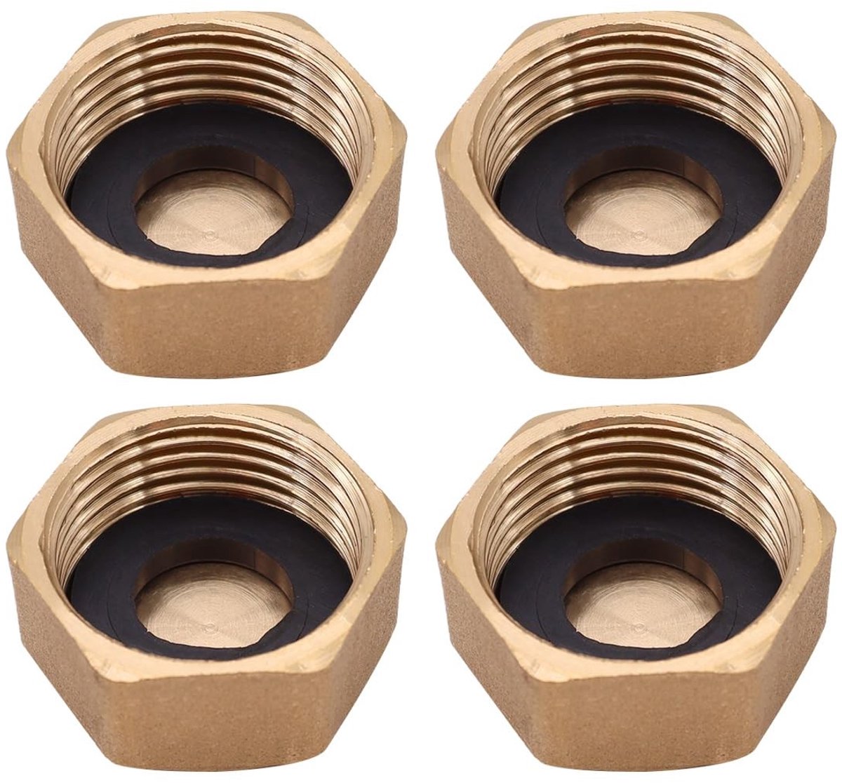 Dailygoods- Afsluitmoerdop 3/4 inch - Messing - 4 Stuks - Eenvoudig te installeren - Verva