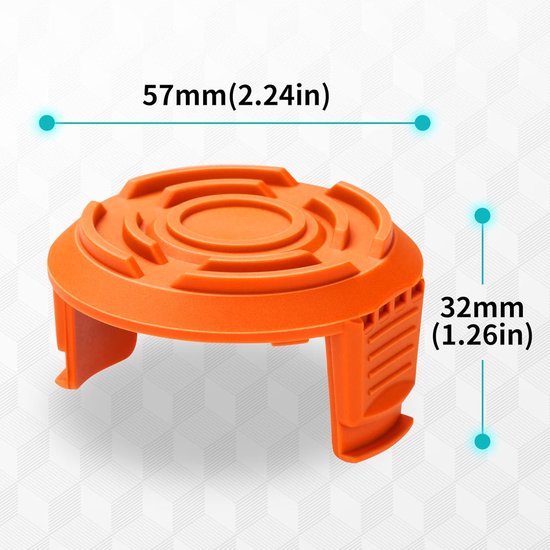 4 stuks - Spoelkop voor grasmaaier - Vervangende spoelkap voor grasmaaier - Oranje spoeldop - Vervangende spoeldop voor grasmaaier - Grasmaaieraccessoires - Geschikt voor Worx grasmaaiers — afbeelding 2