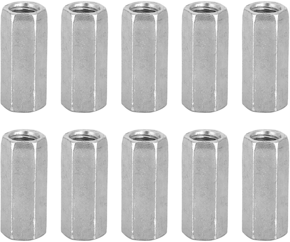 Dailygoods- Zeskantmoer Verzinkt - M8 - Koolstofstaal - 10 Stuks - Lange Draadstang - Corrosiebestendig - Moeren