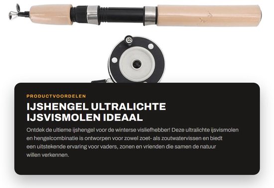 Dailygoods- Hengel Ultralicht - Telescopische Hengel 29,5 - IJshengel met Vismolen - Duurzaam Glasvezel - Ideale Gift voor IJsvisliefhebbers - Ijsvishengel van Dailygoods — afbeelding 4