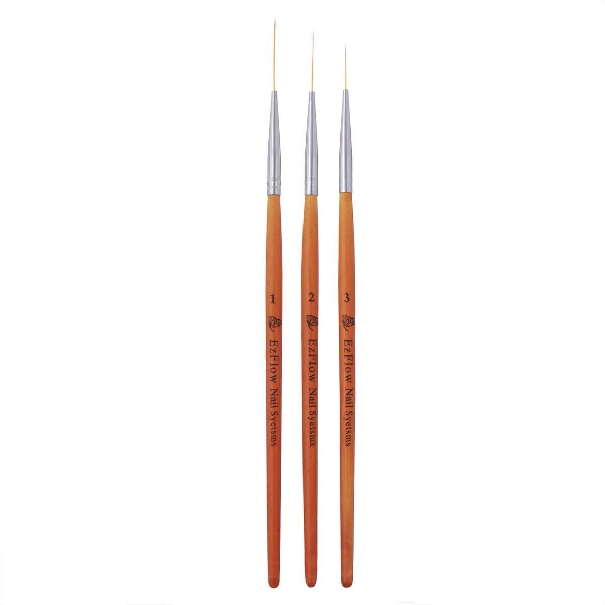 Dailygoods- Nail Art Borstel 3 Stuks - Houten Paal - Nylon Borstel - UV Gel Schilderen - Fijne Tekeningen - Duurzaam Materiaal - Nailartpens
