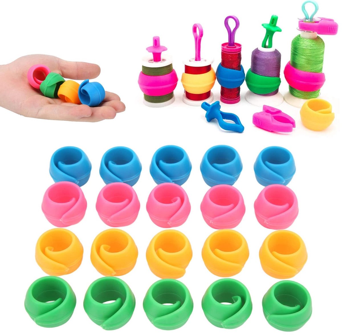 Dailygoods- Spoelclips 20 Stuks - Draad Houder - Siliconen - Antidraad - Draagbaar - 4 Kleuren - Draadhouder
