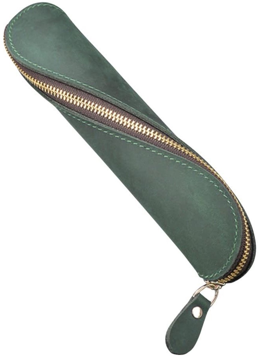 Dailygoods- Potloodetui Vintage - Lederen Etui - Pennenetui met Ritssluiting - Duurzaam - Waterafstotend - Ruimte voor Pennen en Accessoires - Pennenzak