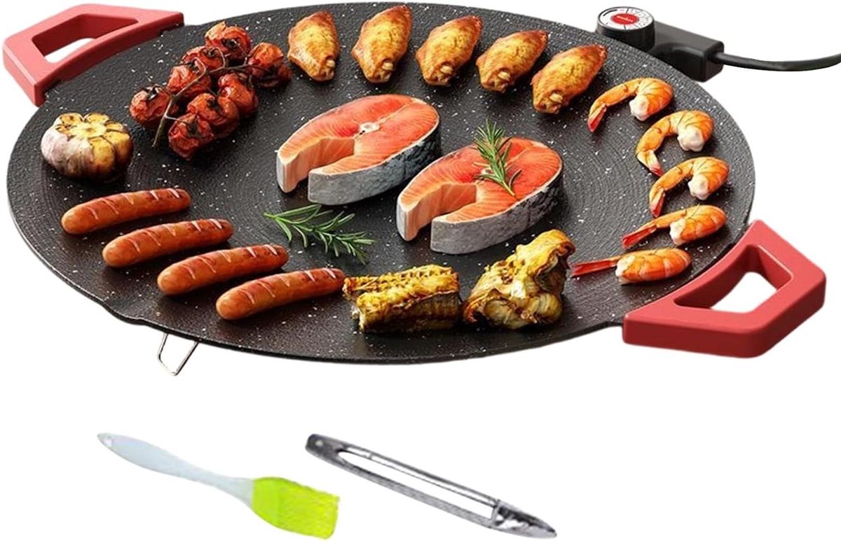 Elektrische Grill - Tafel Grill - Binnen Koken - Anti-aanbaklaag - 30 cm - Zwart