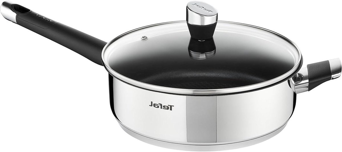 Hapjespan met Deksel - Stoofpan Koekenpan - Koken en Stoven - Drielaagse Bodem - 26 cm - Bruin