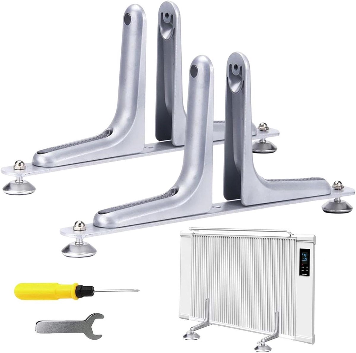 Scheidingswand Poten - Mobiele Inkijkbescherming - Kantoor Inrichten - Met Draaiwielen - 42 cm Lengte - Zilver