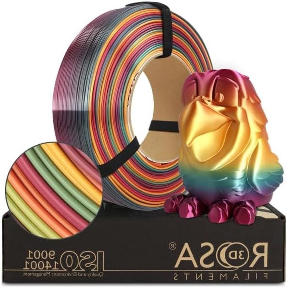 Rose 3D PLA Multicolour Silk Filament 1.75 mm for 3D Printers, Printing Materials, Light Shiny, PLA Rainbow 3D Printer Filament, Tropical Refill, 1 kg