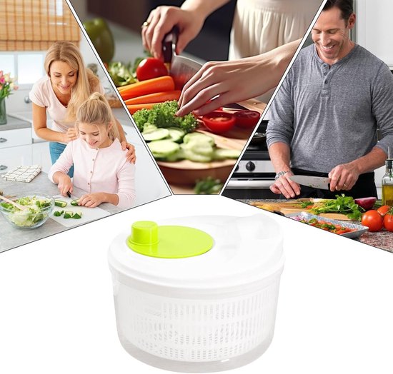Slacentrifuge - Groente spinner - Salade Bereiden - Dubbellaags Ontwerp - 3 Liter - Groen — afbeelding 4