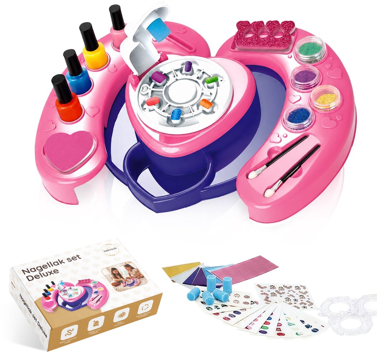 Heinouk® - Nagellakstudio voor kinderen - Nagels creëren met lak, glitters en tattoos - Vanaf 6 jaar