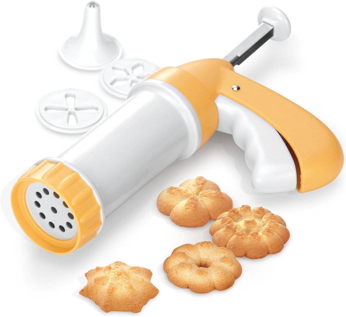 QUOVO® Krokettenmaker - Krokettenmachine - Krokettenpers - Wit/Geel - 22cm x 16cm x 6cm