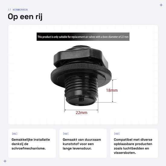 Opblaasbare ventielen - Luchtventielen - Watersport - Hoge kwaliteit kunststof - 2 stuks - Zwart van Merkloos — afbeelding 2