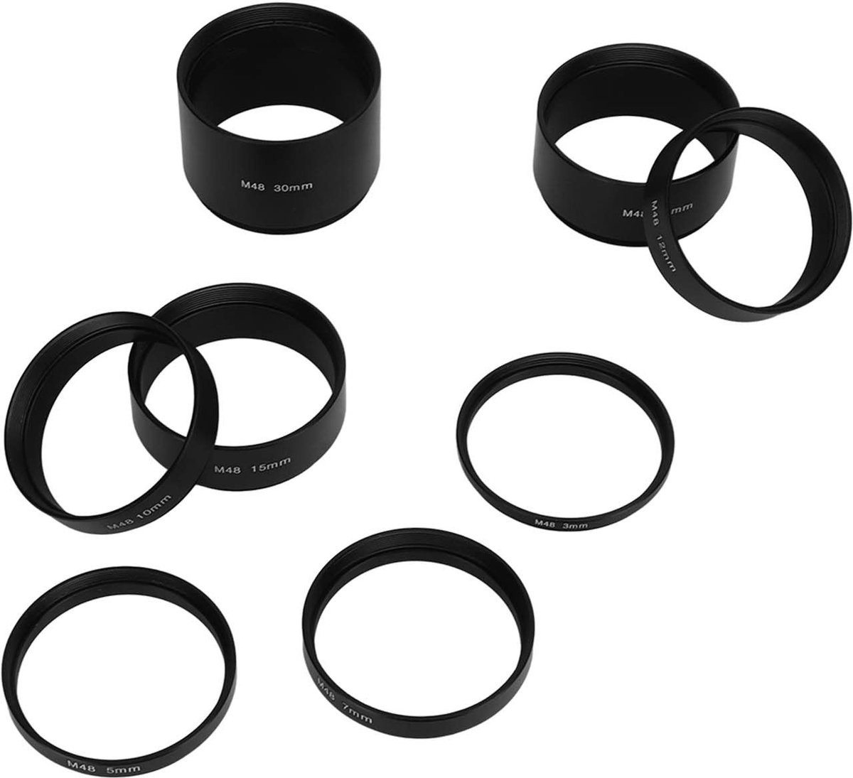 Dailygoods- Verlengbuis M48 - 8 Stuks - Verlengring - Astronomische Telescoop - Fotografie - Eliminatie van focusproblemen - Telescoopaccessoire