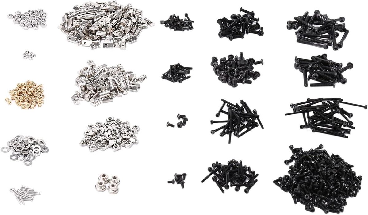 Bevestigingsset 3D-printer - Schroeven Moeren Set - DIY Projecten - Compleet Bouwpakket - Diverse Maten - Metaal