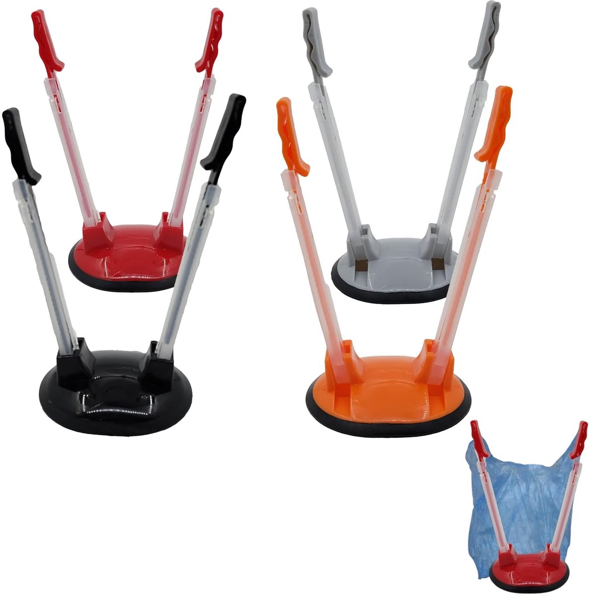 Baggy-rek Verstelbaar - Plastic Tassenstandaard - Vrieskast Houder - 4 Stuks - Rubber Voet - Lichtgewicht en Sterk - Zakkenhouder