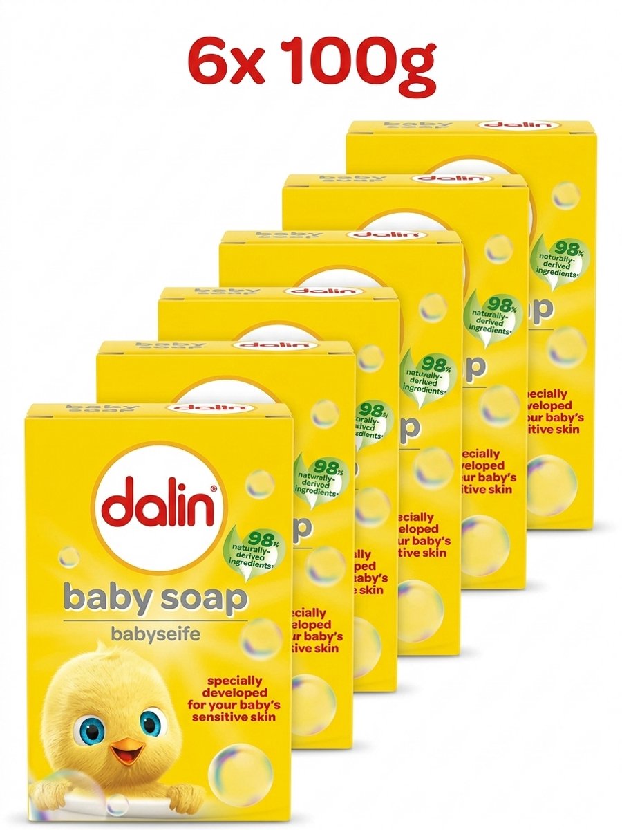 Dalin Baby Zeep Classic 6 x 100 g | Hypoallergene Babyzeep vanaf Geboorte | 98% Natuurlijke Ingrediënten - Baby Soap