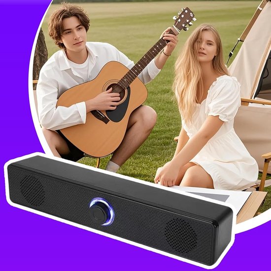 Draadloze Soundbar - Desktop Audio - Muziek en Films - Compact Ontwerp - 7.2 x 8.6 cm - Zwart — afbeelding 2