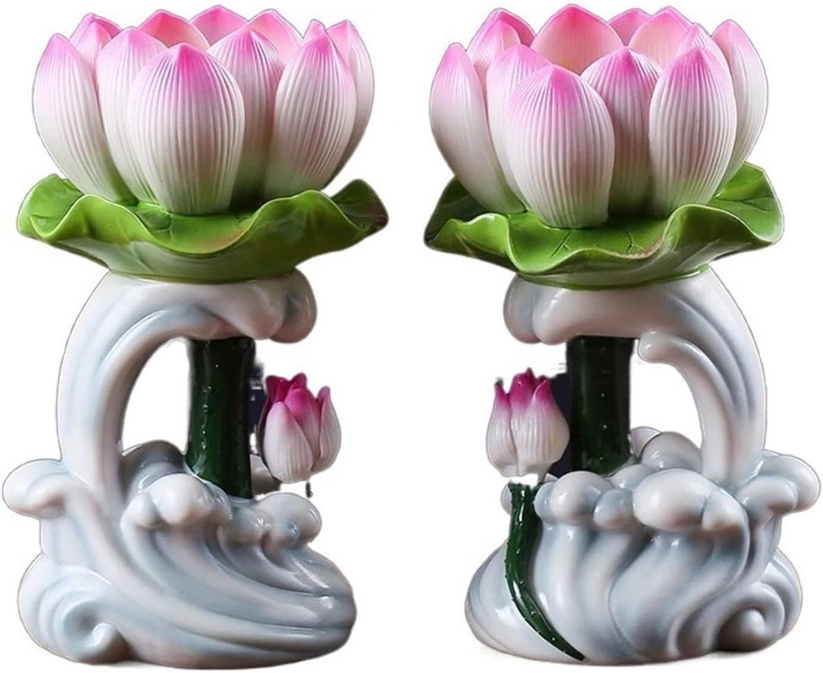 Keramische Kandelaar - Tafelblad Decoratie - Sfeer Creëren - Lotus Vorm - 10x16.5 cm - Rood