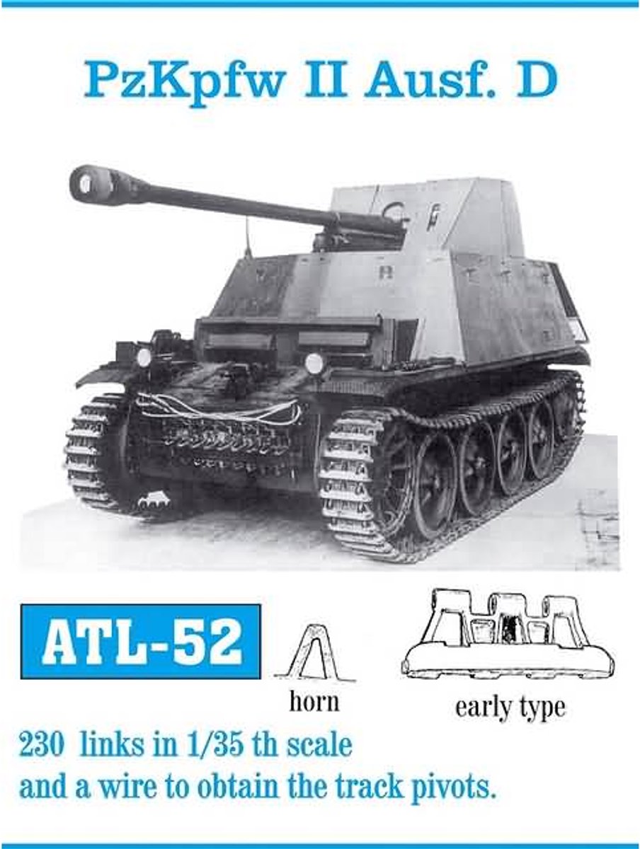 Friul Tracks ATL-52 Metalen Rupsbanden Volledig Zelf te Monteren voor PzKpfw II Ausf. D (Vroege Uitvoering) 1:35