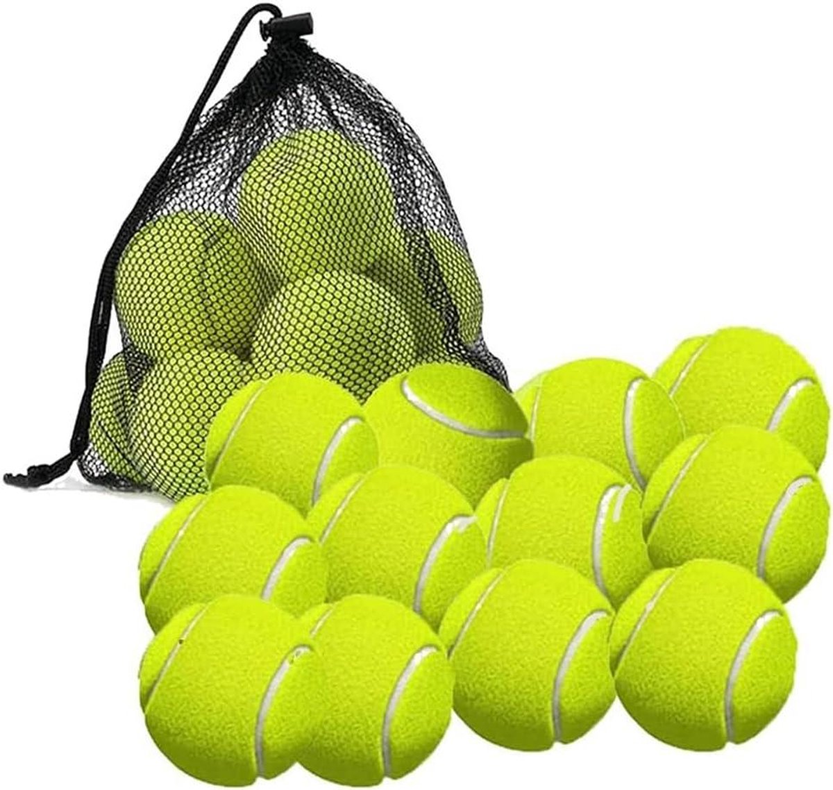 Tennisballen Set - Sportballen - Sporten en Oefenen - Duurzaam Rubber Materiaal - 12 Stuks - Groen
