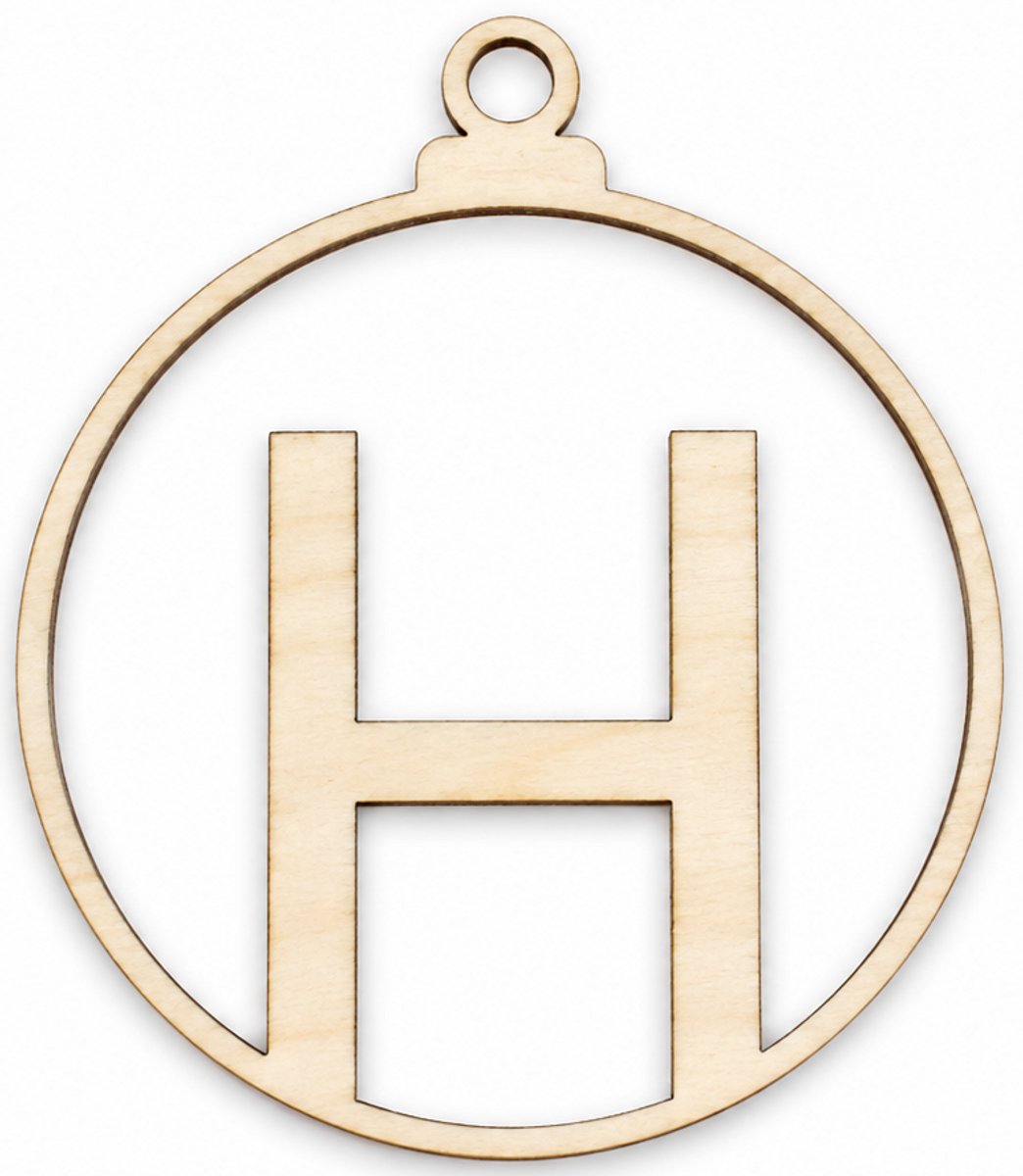 Houten kerstversiering - Wooden Christmas decoration | Letter “H” | 9cm | Licht hout - Natural wood | Kerstbal - Christmas tree bauble - Houten Hangers - Kerstboom - Alfabet - Alphabet - Kerstdecoratie - Naam