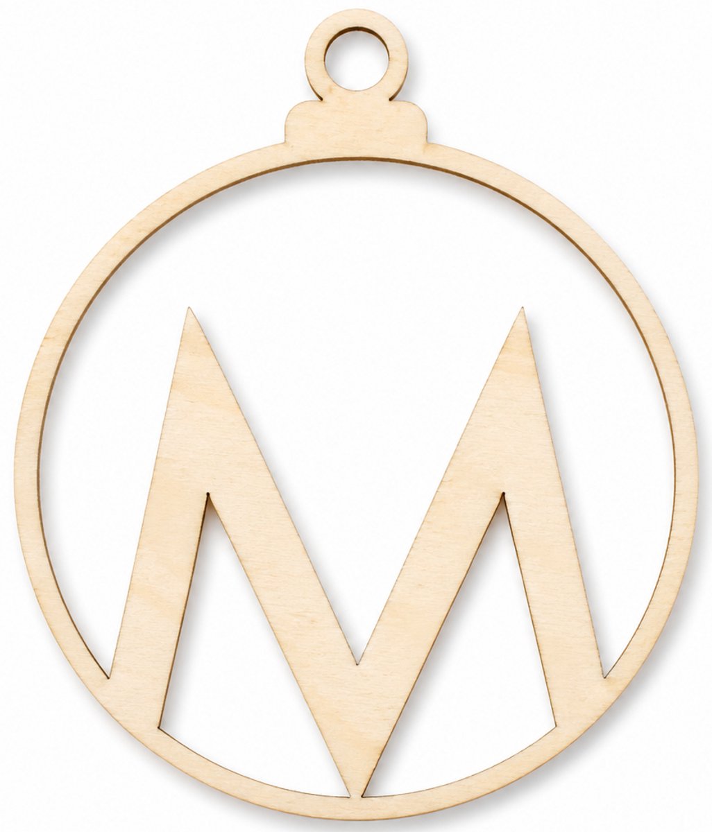Houten kerstversiering - Wooden Christmas decoration | Letter “M” | 9cm | Licht hout - Natural wood | Kerstbal - Christmas tree bauble - Houten Hangers - Kerstboom - Alfabet - Alphabet - Kerstdecoratie - Naam