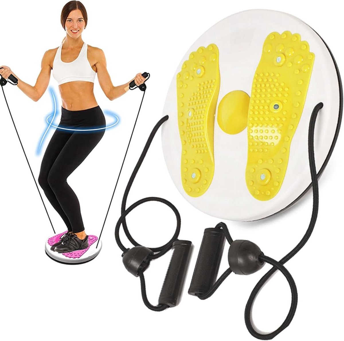 Taille Sculptor Machine - Twist Bord - Taille Oefening - Met Massage Noppen - 27.5 cm - Geel
