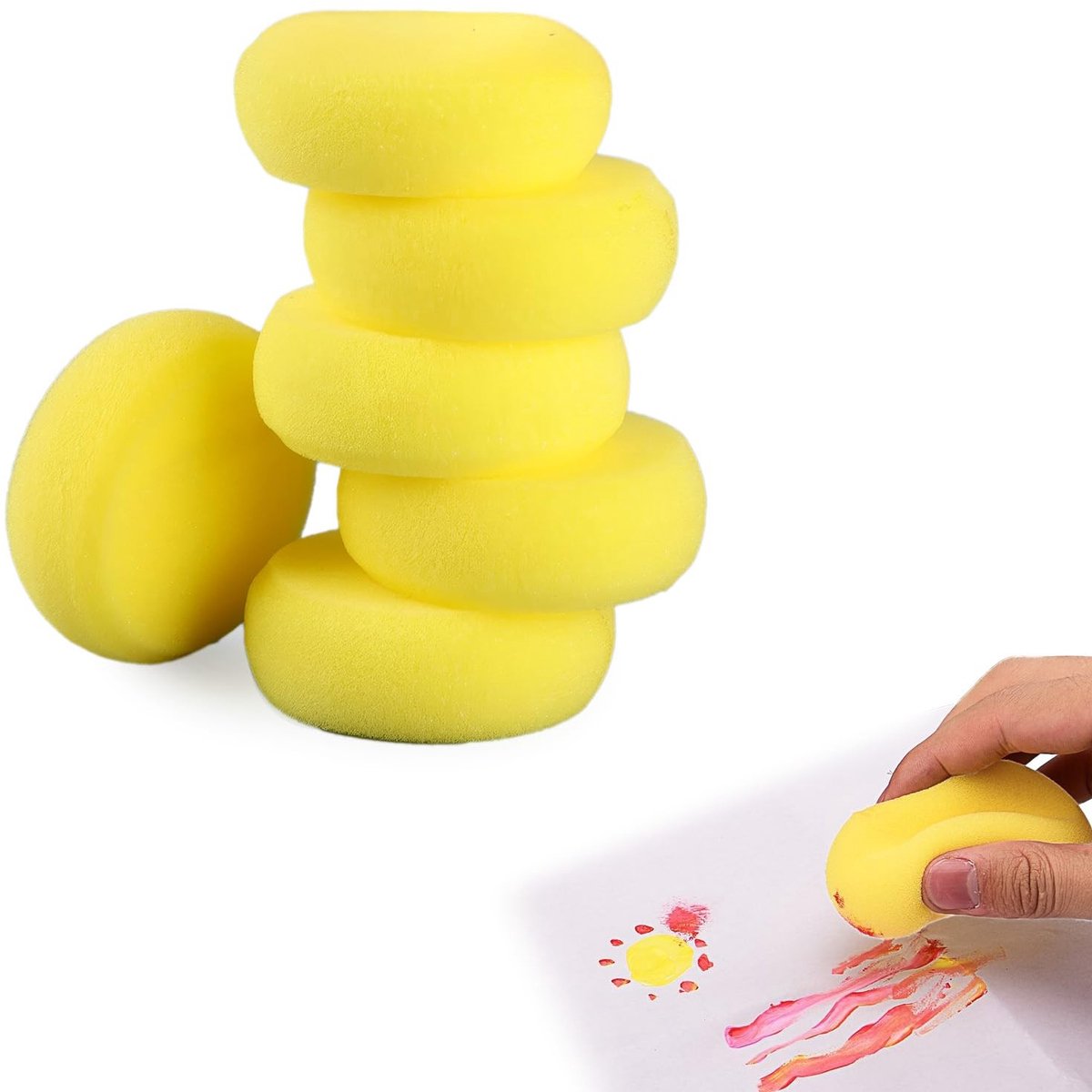 Dailygoods- Sponzen 6 stuks - Ronde Aquarelsponzen 7 cm - Kunstsponzen - Zachte Sponzen - Herbruikbaar - Traagschuim - Schilderdoek