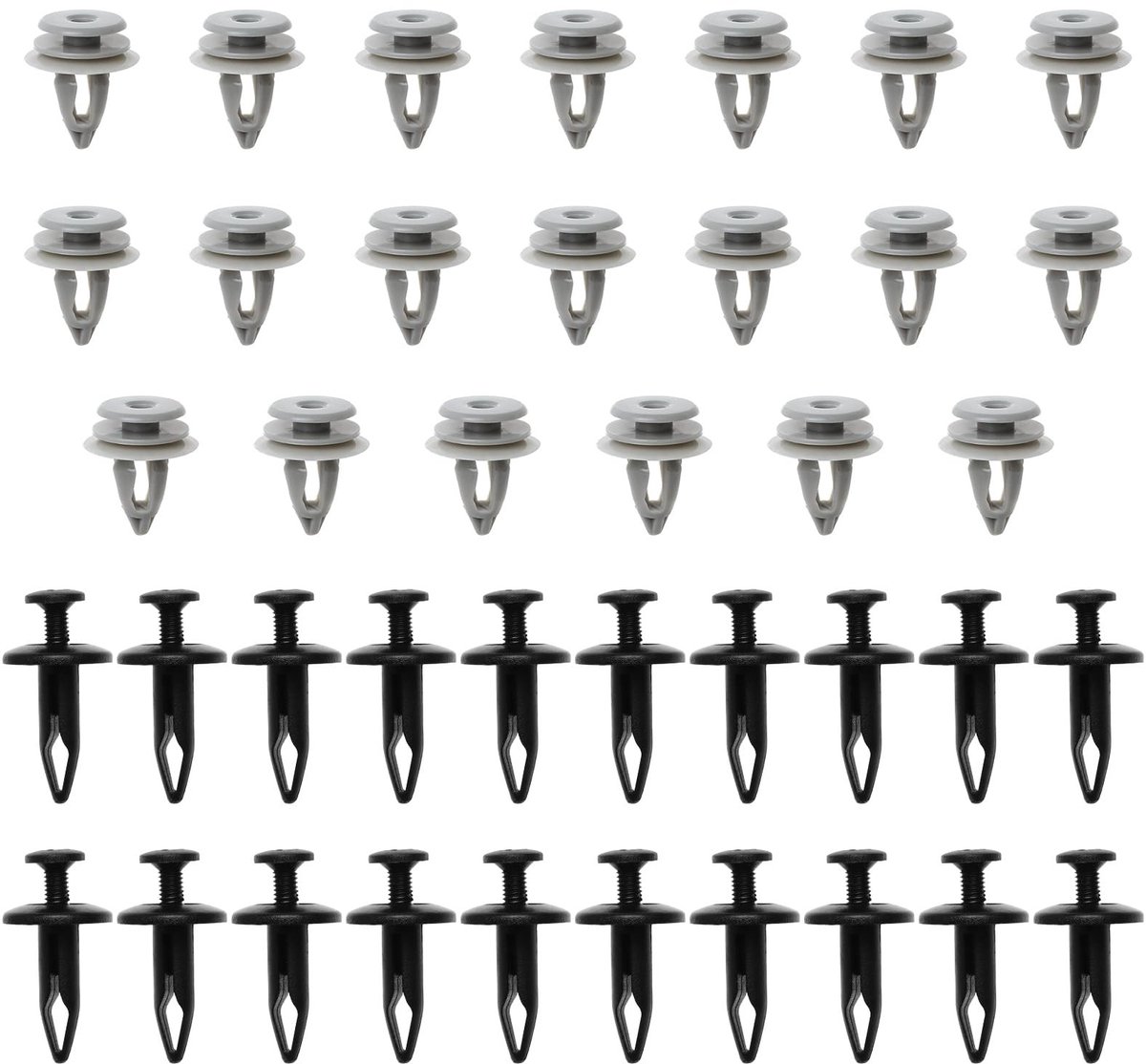 Dailygoods- Dorpelclips 40 Stuks - Zwarte/Grijze Klinknagel Type - ABS Kunststof - Compatibel met JAGUAR X-Type - OE: C2S9354020/C2C8963020 - Vervangingsclips - Sierclips