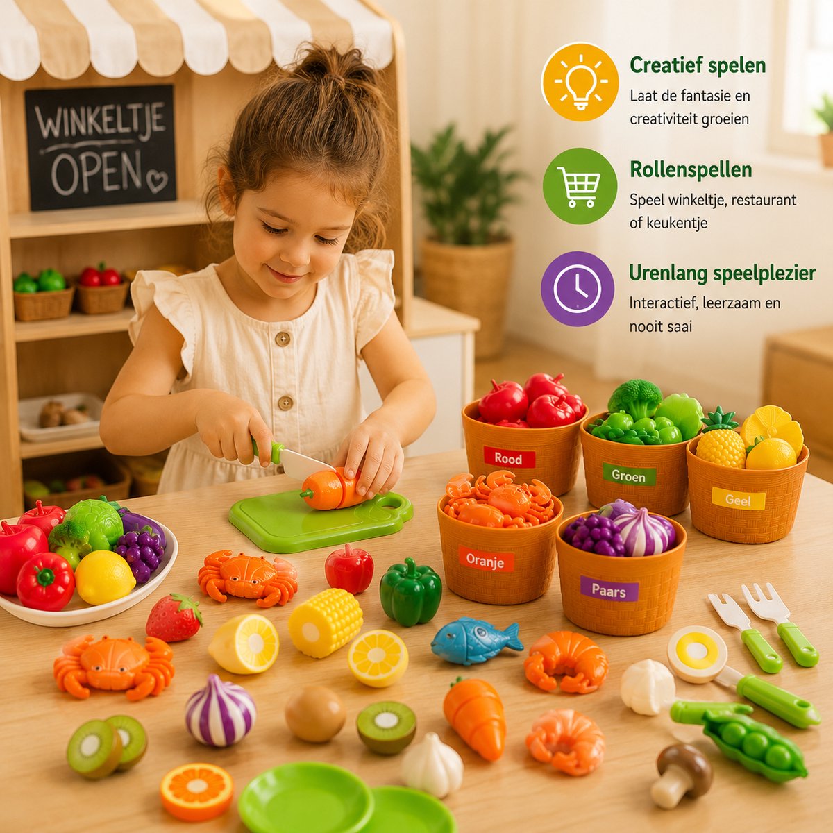 Sorteer Speelgoed Fruit Set - 35 Onderdelen - Speelgoed 1 Jaar - Speelgoed 2 Jaar - Speelgoed 3 Jaar - Montessori Speelgoed - Educatief Speelgoed - Jongens Speelgoed - Meisjes Speelgoed - Sensorisch Speelgoed - Kinderspeelgoed — afbeelding 6