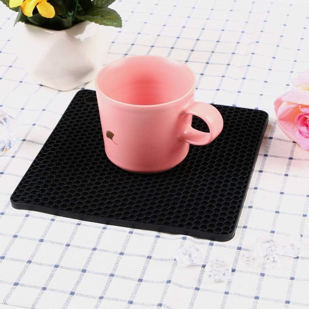 Dailygoods- Onderzetter Antislip - Set van 4 Siliconen Onderzetters - Vaatwasmachinebestendig - Decoratief - Voor Glazen en Kopjes - Makkelijk te Wassen