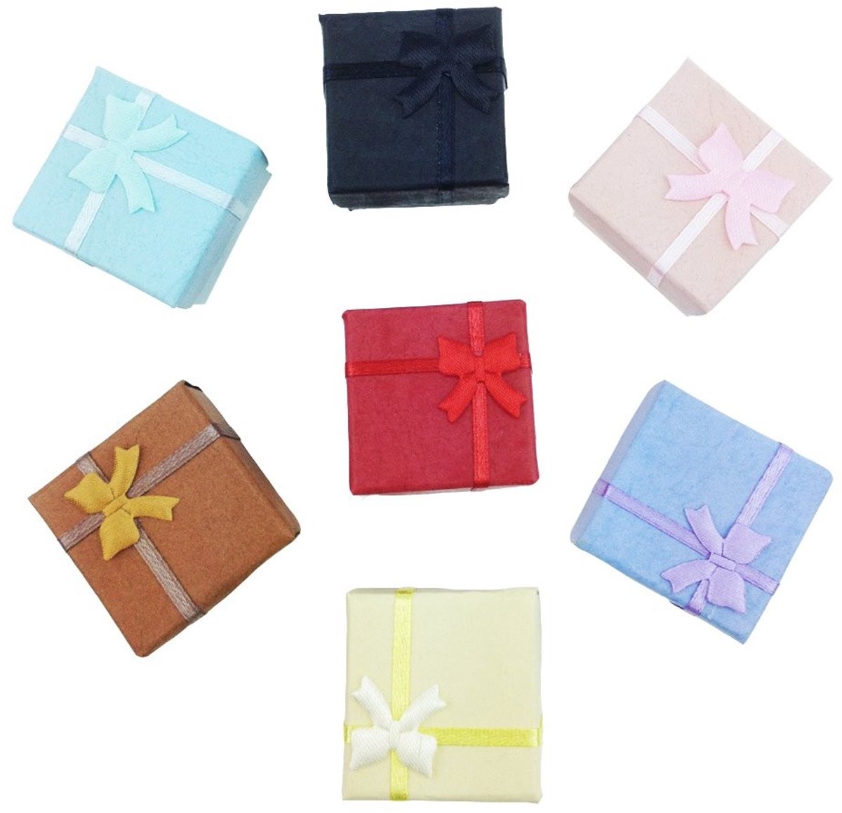 Dailygoods- Geschenkdozen Luxe - 5 Stuks - Elegante Sieradendozen - Gebogen Oppervlak - Schuimvulling - Satijnen Lint