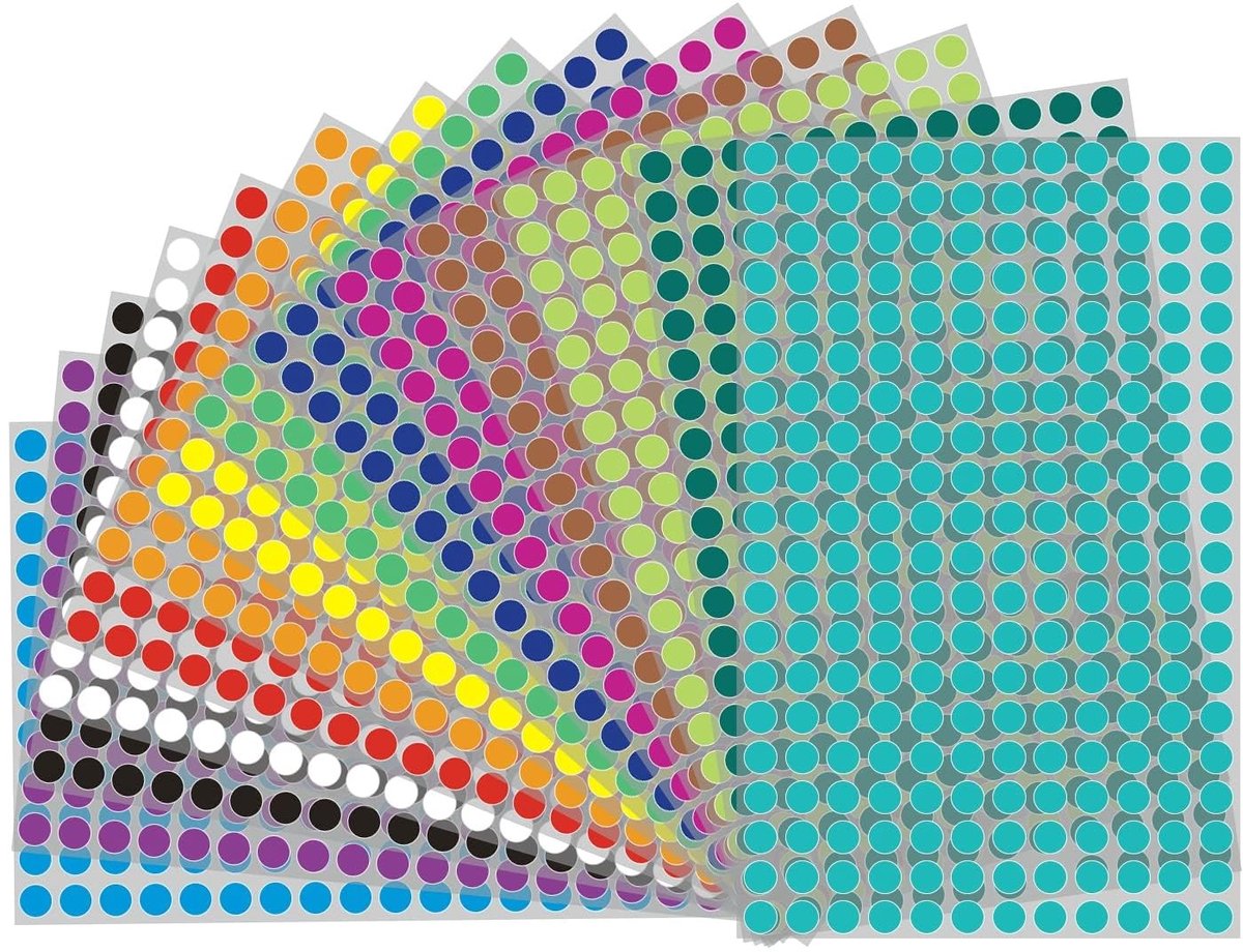 Dailygoods- Stipstickers 6 mm - 6160 Stuks - Ronde Zelfklevende Puntlabels - 22 Kleuren - Coderingsstickers - Ideaal voor Kantoor/School