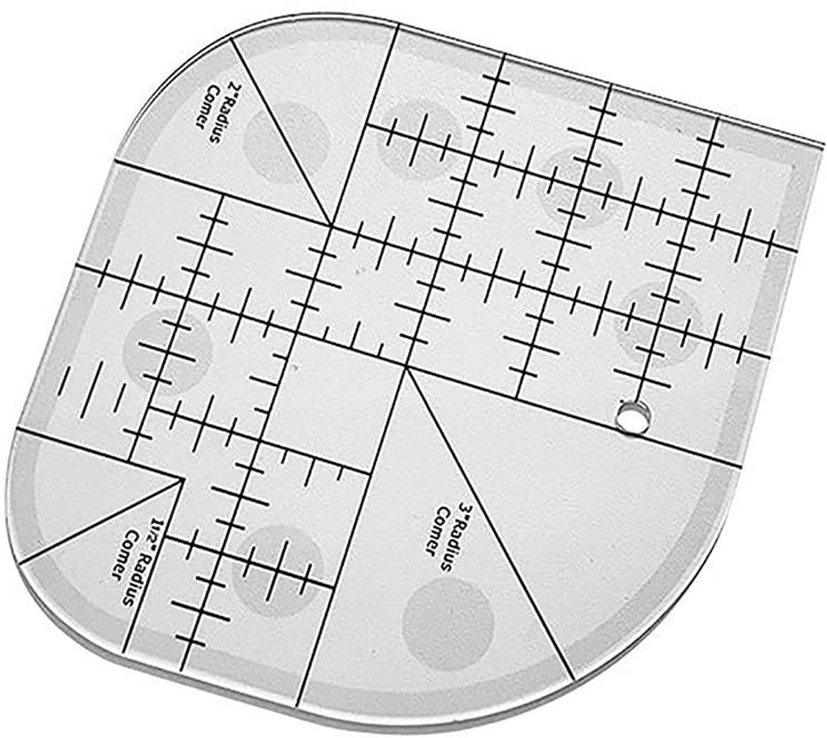 Dailygoods- Gebogen Hoeksnijder - Multi-size Snijliniaal - Naaien/Quilten - Kunst Ambachten - Antislip Beugel - Voor Professionele Kleermakers