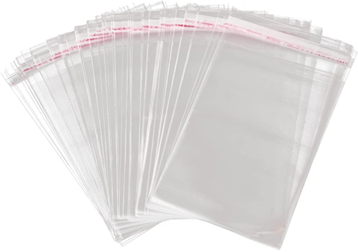 Dailygoods- Cellofaanzakken 200 Stuks - Zelfklevend - Waterdicht - Vochtbestendig - Transparant - Voor Snoep/Levensmiddelen - Plastic Zakken