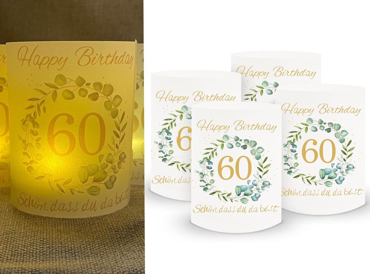 Dailygoods- Lichthoesjes 16 Stuks - Tafeldecoratie - Theelichtjes - Windlichten - Kaarsen - Eucalyptus - 10 cm - Kaarsenhouder