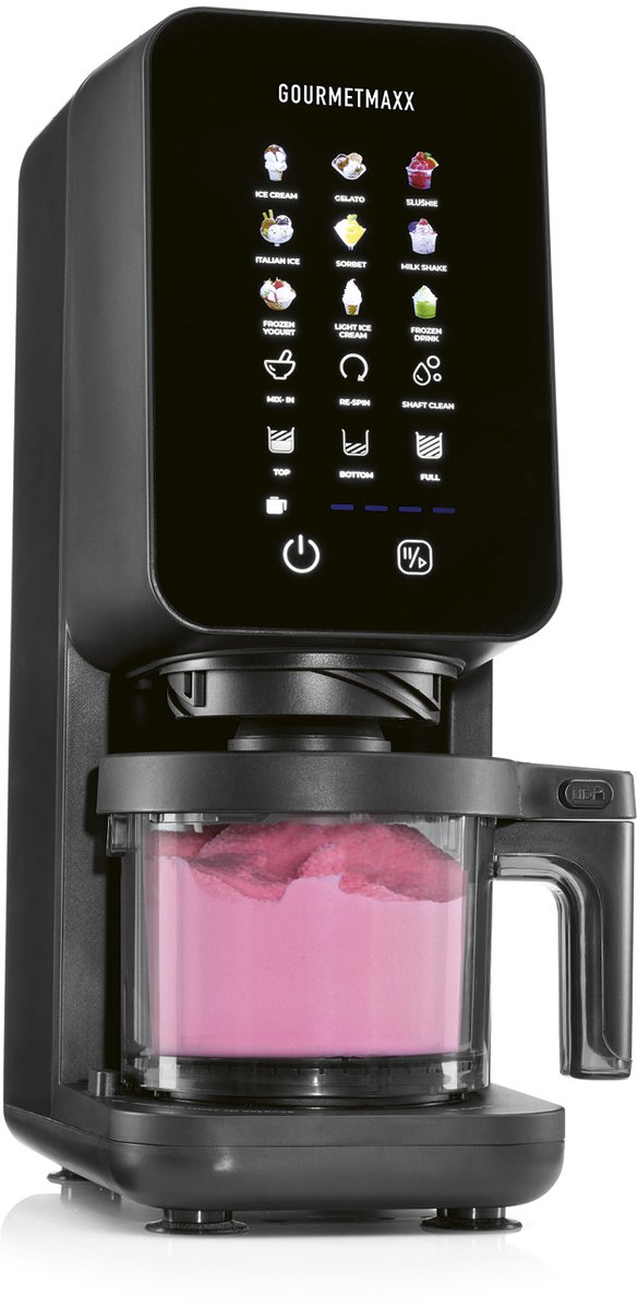 GOURMETmaxx SmoothUp Touch Ijsmachine 700 watt | ijsmachine 9 programma's + mix-in-functie | ijsmachine - slushies & ijs zelf maken | ijsmachine met led-display, 2 bekers inbegrepen