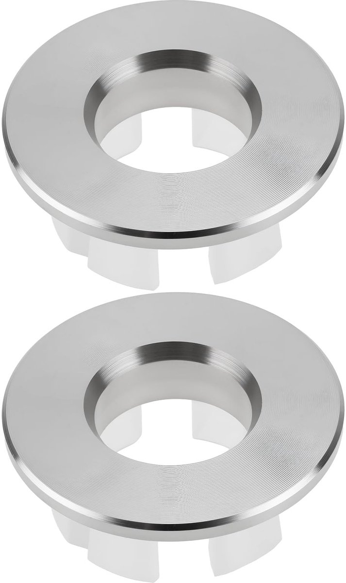 Dailygoods- Sifon Afdekkingen 2x Decoratief - Roestvrij Staal/Kunststof - Geschikt voor Overloopgaten 22-24mm - Buitendiameter 30mm - Hoogte 13mm - Duurzaam - Gootsteenafdekkingen