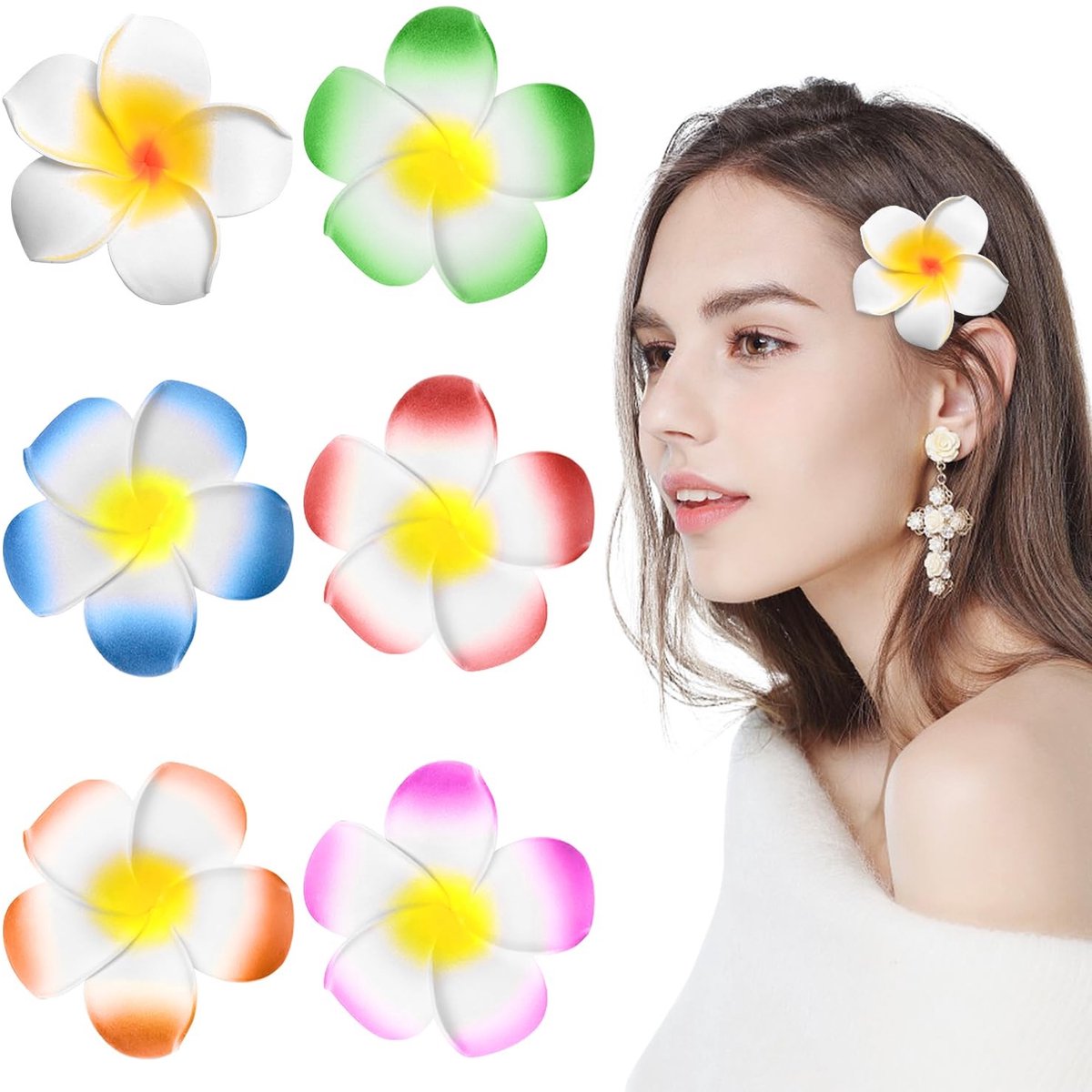 Dailygoods- Haarspelden 6 Stuks - Tropische Bloemhaarspelden - Kunstmatige Haaraccessoires - Bohemian Haaraccessoires - Feestelijke Accessoires - Perfect voor Bruiloften