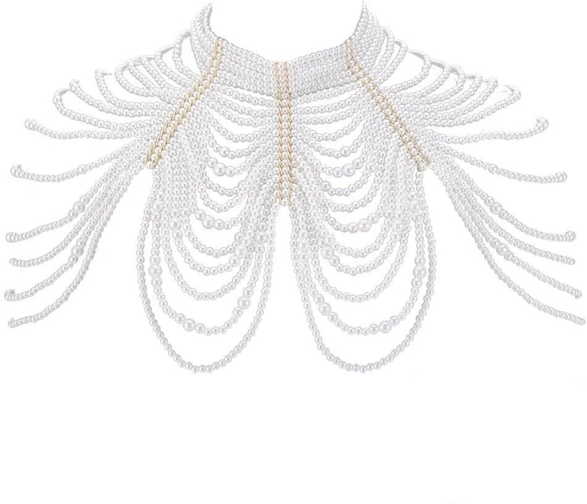 Dailygoods- Body Chain Elegante Parelketting - Verstelbare Body Sieraden - Gelaagde Ketting - Bruiloft/Feest Accessoire - Unieke Stijl