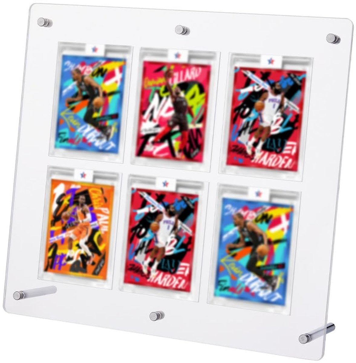 Dailygoods- Kaartendisplay 6 Vakken - PVC-Kunststof - Transparant - Presentatiestandaard - Organizer - 6 x 26 x 27 cm - Kaartorganizer
