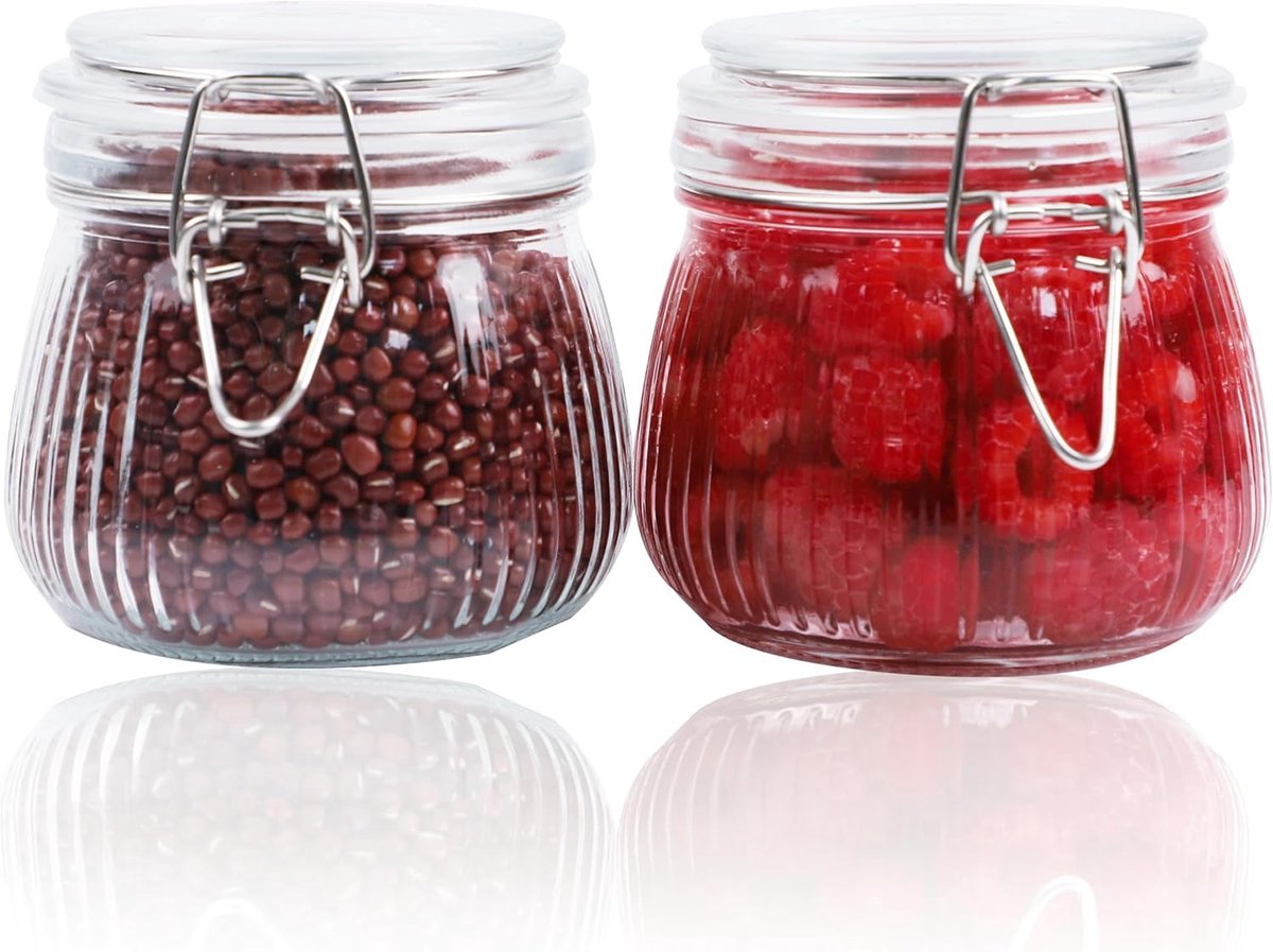 carmdering - Einmachgläser Mit Bügelverschluss - Klein Gestreift Bügelgläser - Vorratsgläser - Luftdichte Versiegelung - Kristallklare Zichtbaarheid - Duurzaam Glas - Ergonomische Strepen - Veilige Opslag