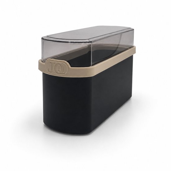 Boîte de conservation JQ Liv Cracker noir/beige avec couvercle transparent foncé ! - 100 % hermétique - Des crackers toujours frais ! - Knackebrod